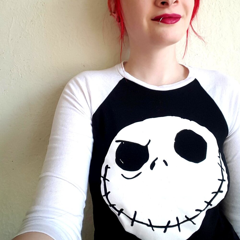 Jack Skellington Baseball Graphic 3/4 Sleeve T-Shirt - S